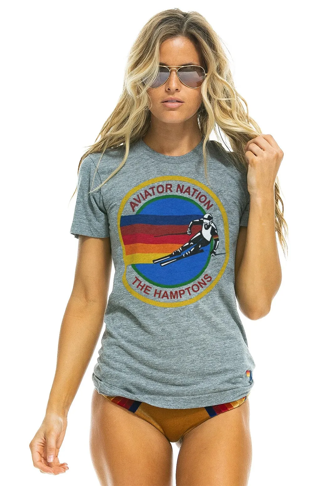 AVIATOR NATION HAMPTONS UNISEX CREW TEE - HEATHER GREY sold by Aviator Nation