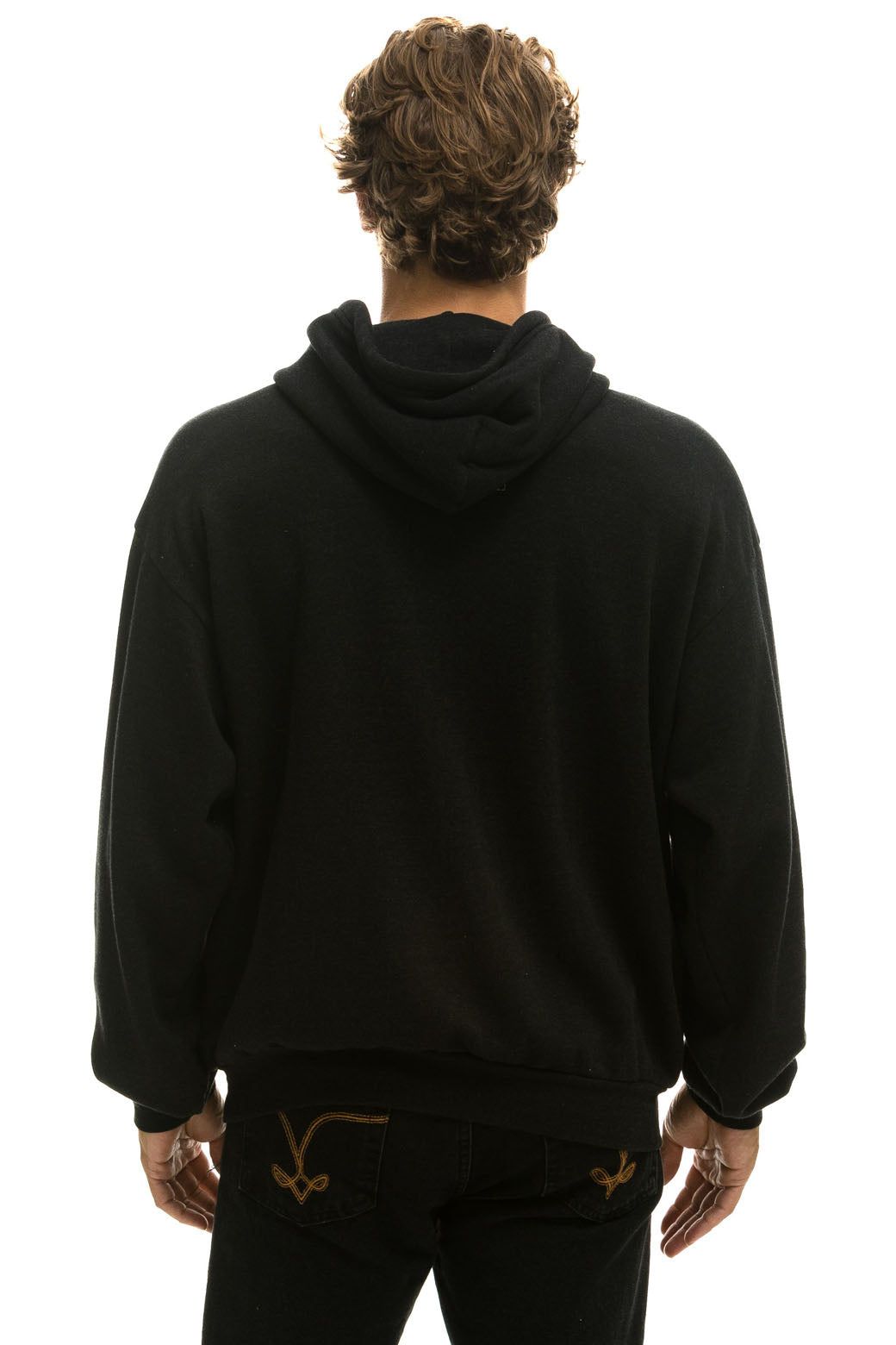 BOLT STITCH RELAXED PULLOVER HOODIE WITH POCKET ZIPPERS - BLACK // WHITE sold by Aviator Nation product image thumbnail 6