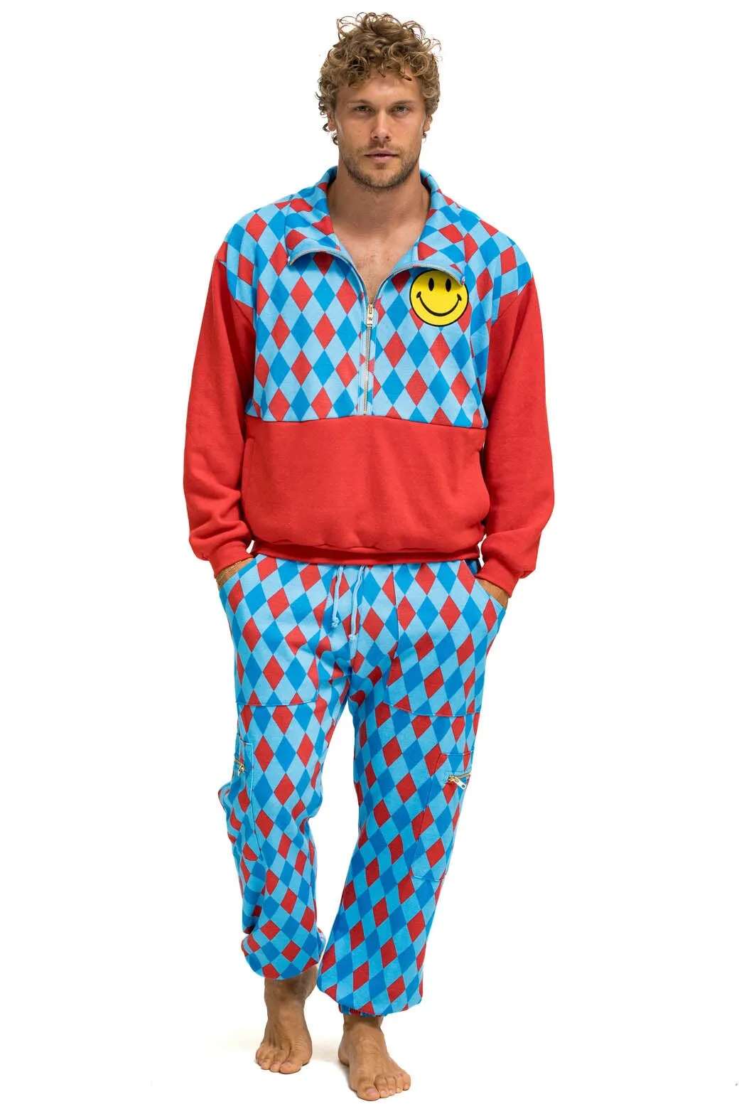 DIAMOND REPEAT SMILEY 2 EMBROIDERY SWEATPANTS - SKY sold by Aviator Nation product image thumbnail 5
