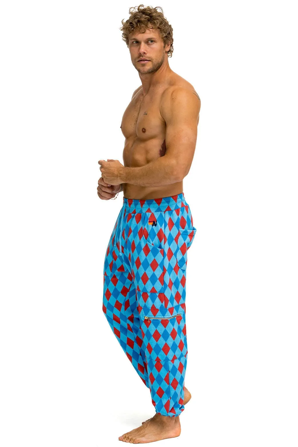 DIAMOND REPEAT SMILEY 2 EMBROIDERY SWEATPANTS - SKY sold by Aviator Nation product image thumbnail 3