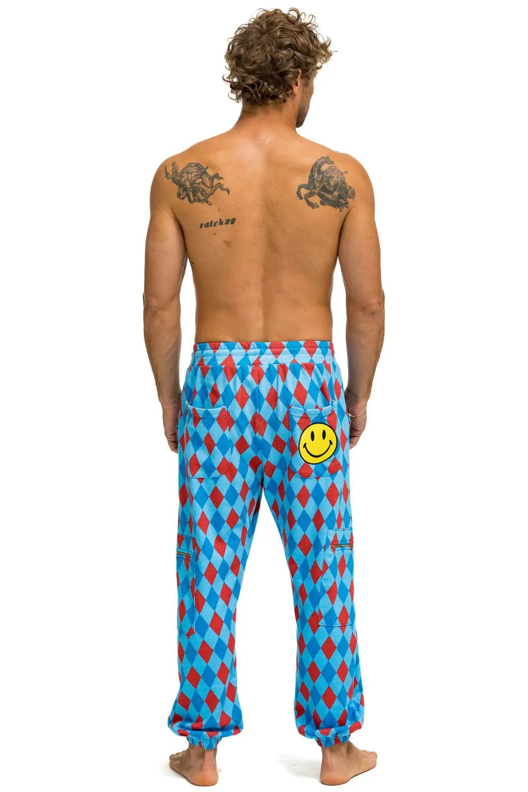 DIAMOND REPEAT SMILEY 2 EMBROIDERY SWEATPANTS - SKY sold by Aviator Nation product image thumbnail 2