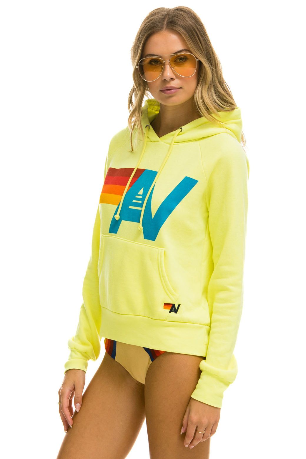 LOGO PULLOVER HOODIE - NEON YELLOW sold by Aviator Nation product image thumbnail 3