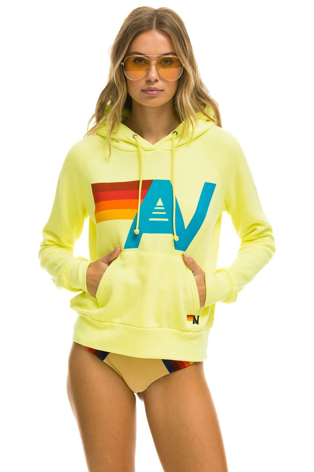 LOGO PULLOVER HOODIE - NEON YELLOW sold by Aviator Nation