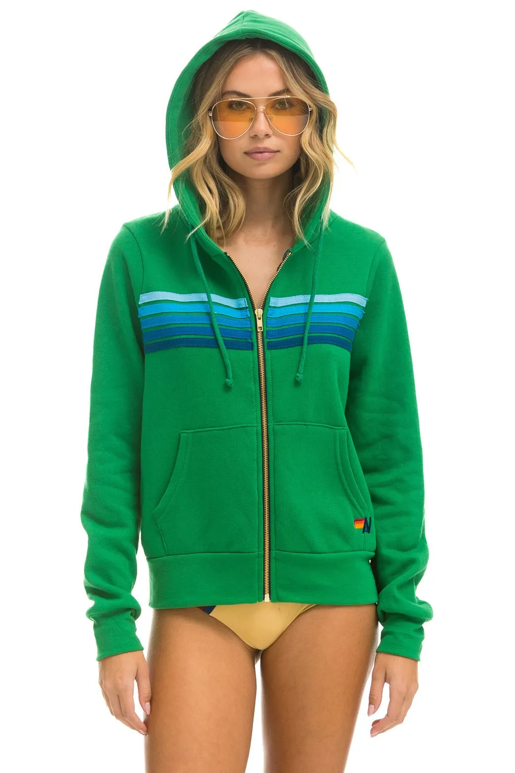5 STRIPE HOODIE - KELLY GREEN // BLUE sold by Aviator Nation