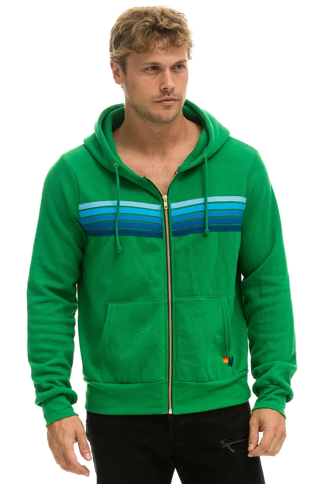 5 STRIPE HOODIE - KELLY GREEN // BLUE sold by Aviator Nation product image thumbnail 2