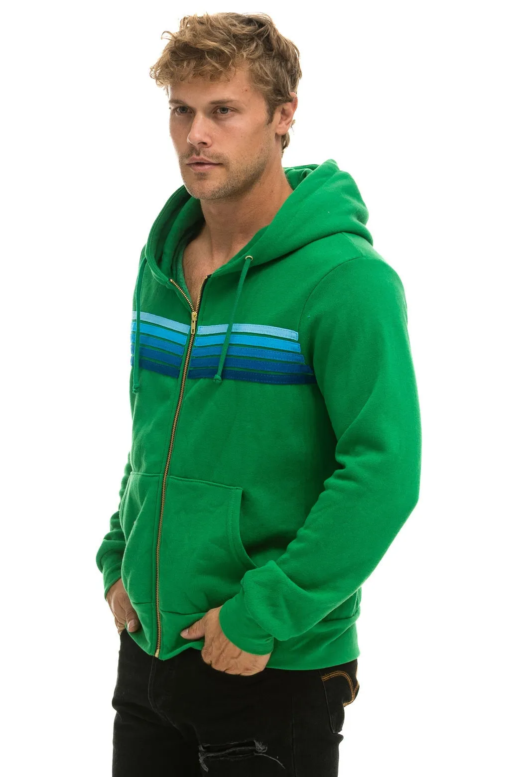 5 STRIPE HOODIE - KELLY GREEN // BLUE sold by Aviator Nation product image thumbnail 4