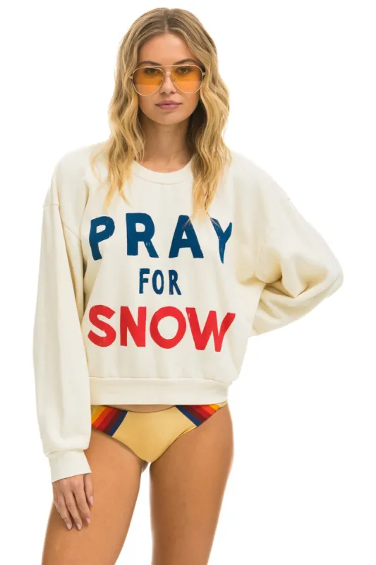 PRAY FOR SNOW RELAXED CREW SWEATSHIRT - VINTAGE WHITE sold by Aviator Nation