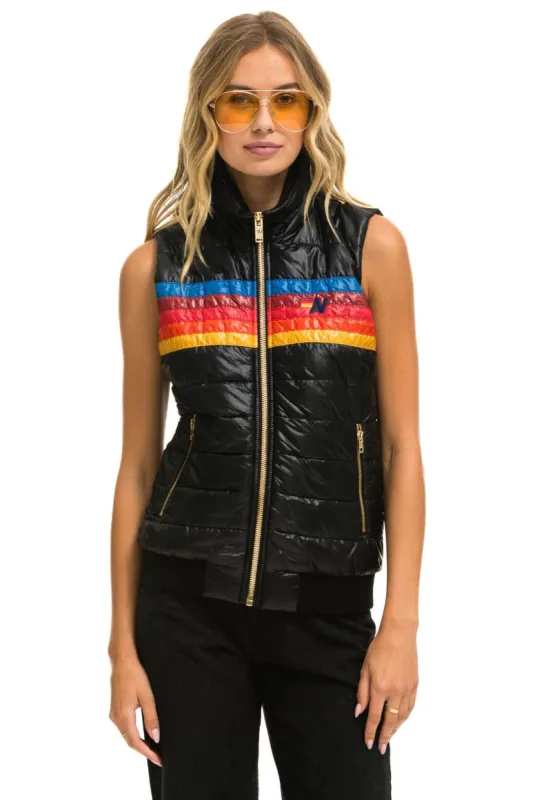 WOMEN'S 5 STRIPE VEST - GLOSSY BLACK made by Aviator Nation