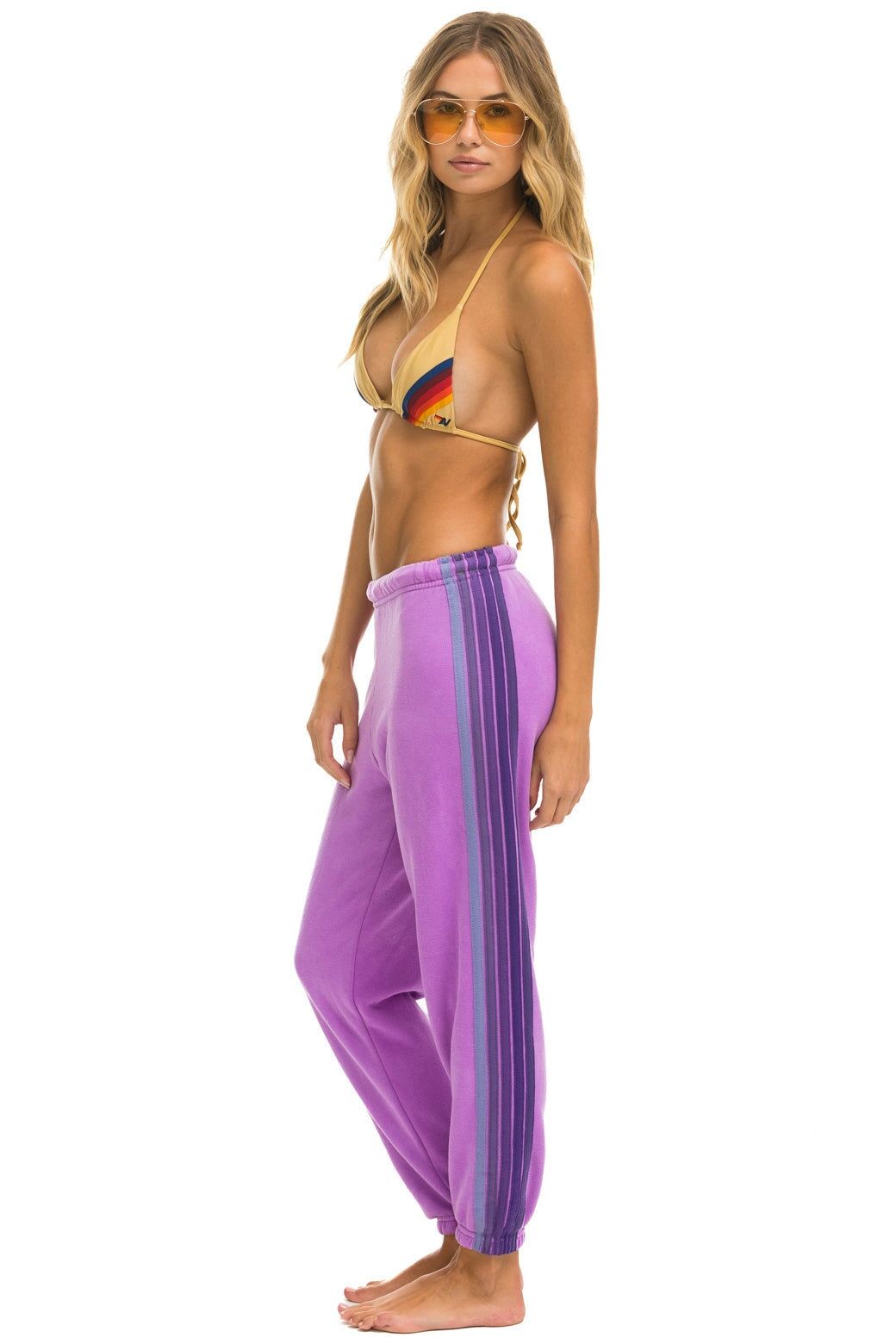 5 STRIPE SWEATPANTS - NEON PURPLE // PURPLE sold by Aviator Nation