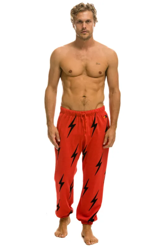 BOLT STITCH REPEAT SWEATPANTS - RED // BLACK sold by Aviator Nation