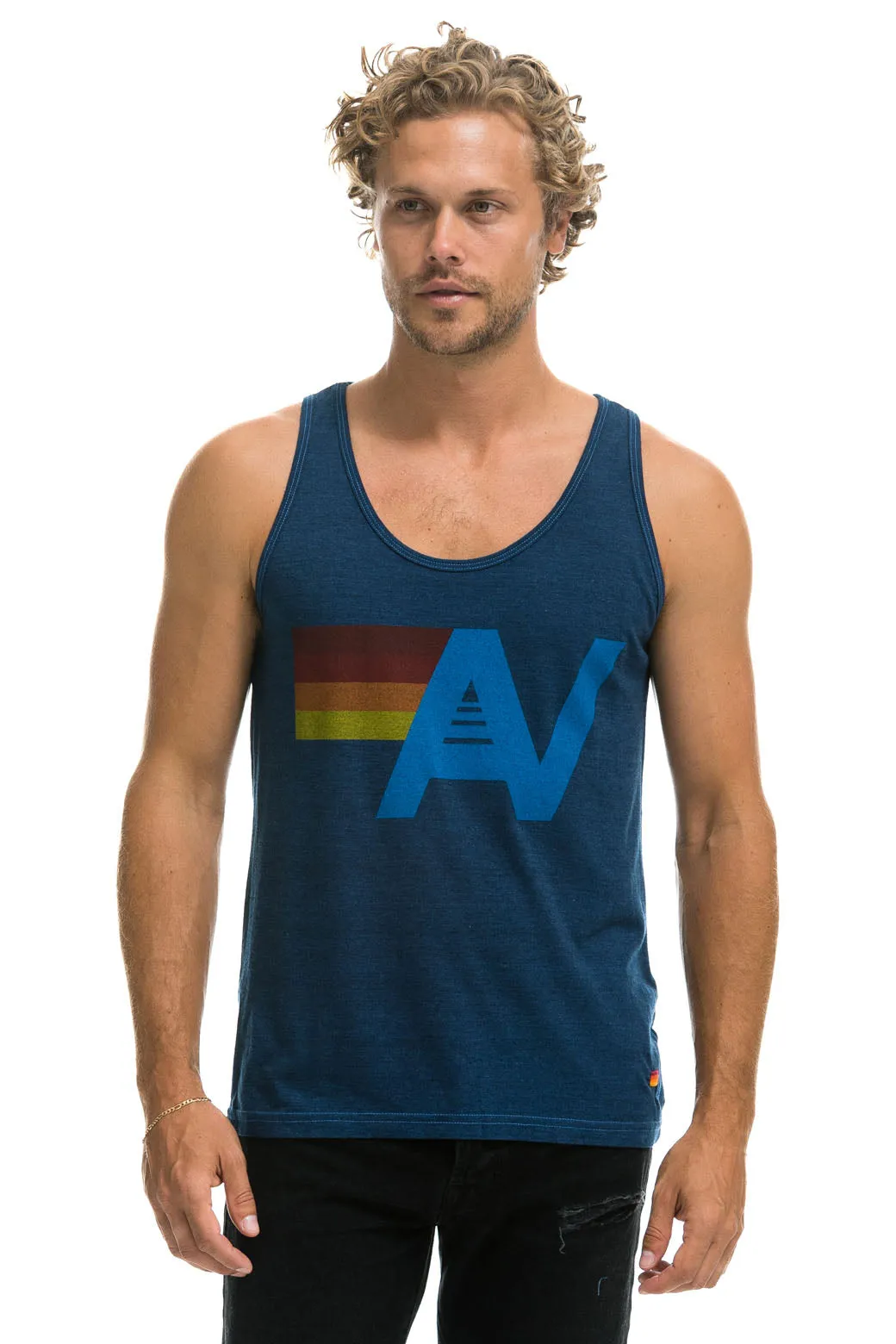 MEN'S LOGO TANK - NAVY sold by Aviator Nation