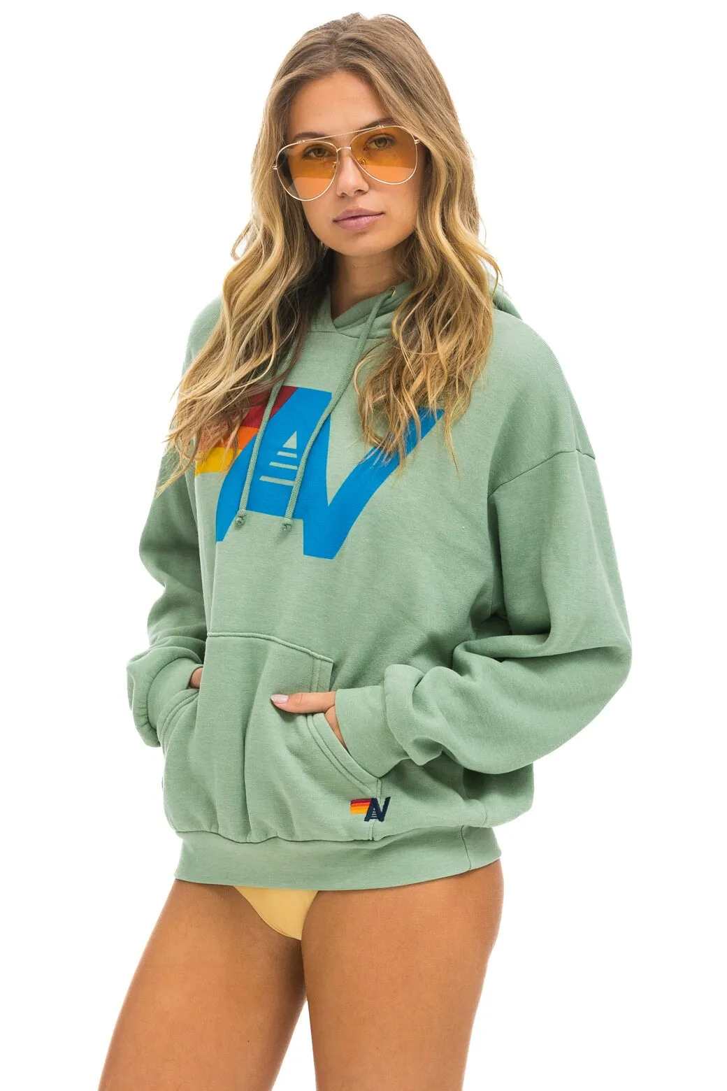 LOGO PULLOVER RELAXED HOODIE - SAGE sold by Aviator Nation product image thumbnail 5