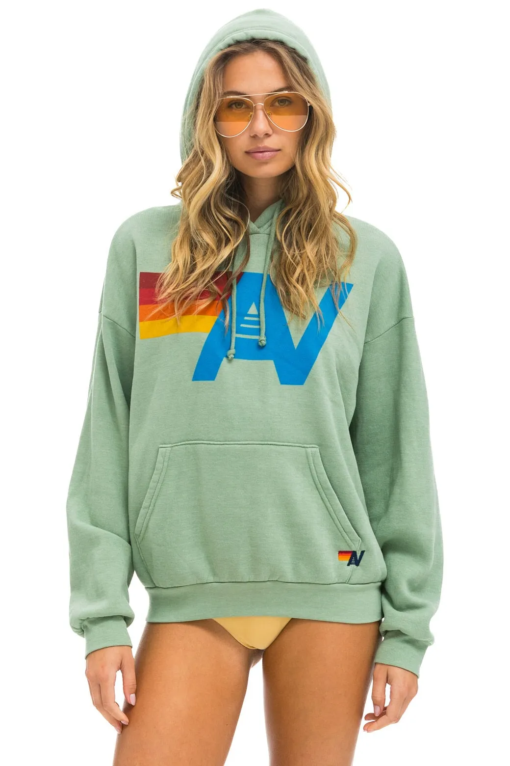 LOGO PULLOVER RELAXED HOODIE - SAGE sold by Aviator Nation