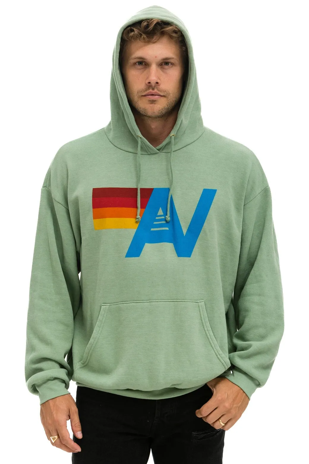 LOGO PULLOVER RELAXED HOODIE - SAGE sold by Aviator Nation product image thumbnail 2