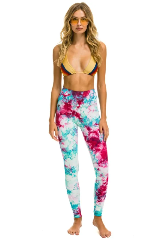 FULL LENGTH HI-RISE TIE DYE LEGGINGS - TURQUOISE sold by Aviator Nation