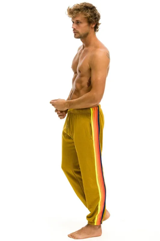 5 STRIPE SWEATPANTS - HONEY // NEON RAINBOW sold by Aviator Nation