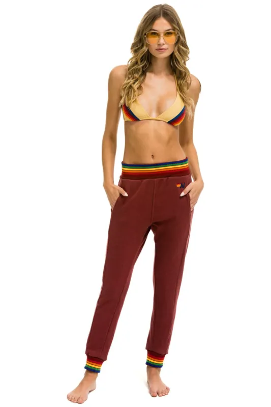 RAINBOW RIB POCKET SWEATPANTS - CLARET sold by Aviator Nation