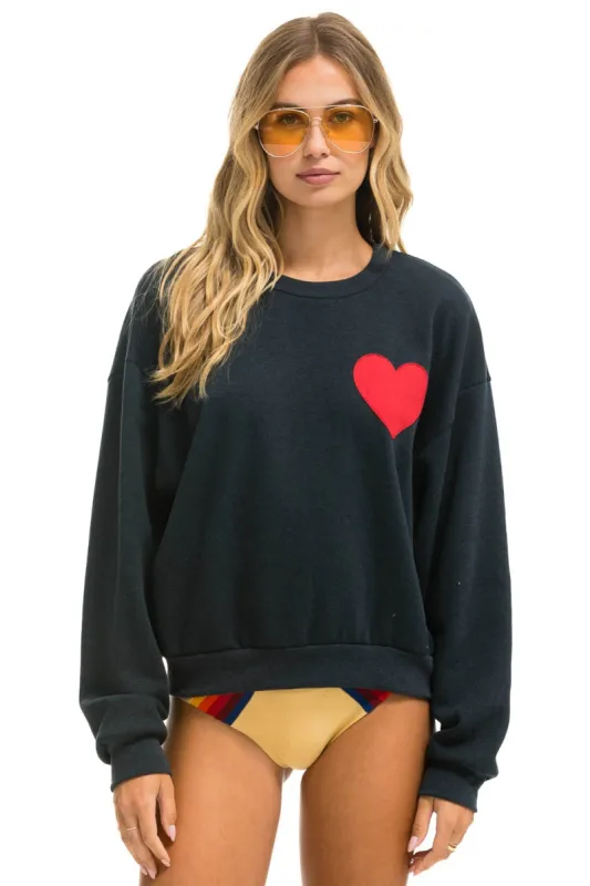 HEART STITCH RELAXED CREW SWEATSHIRT - CHARCOAL sold by Aviator Nation