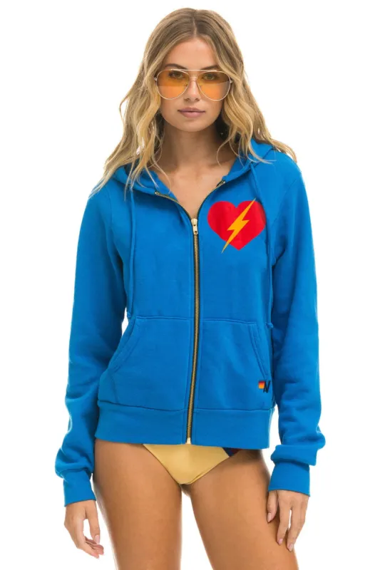 BOLT HEART ZIP HOODIE - OCEAN sold by Aviator Nation