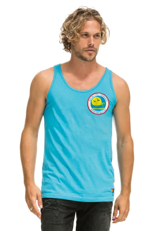 MALIBU CHILI COOK-OFF 2023 TANK TOP - NEON BLUE made by Aviator Nation
