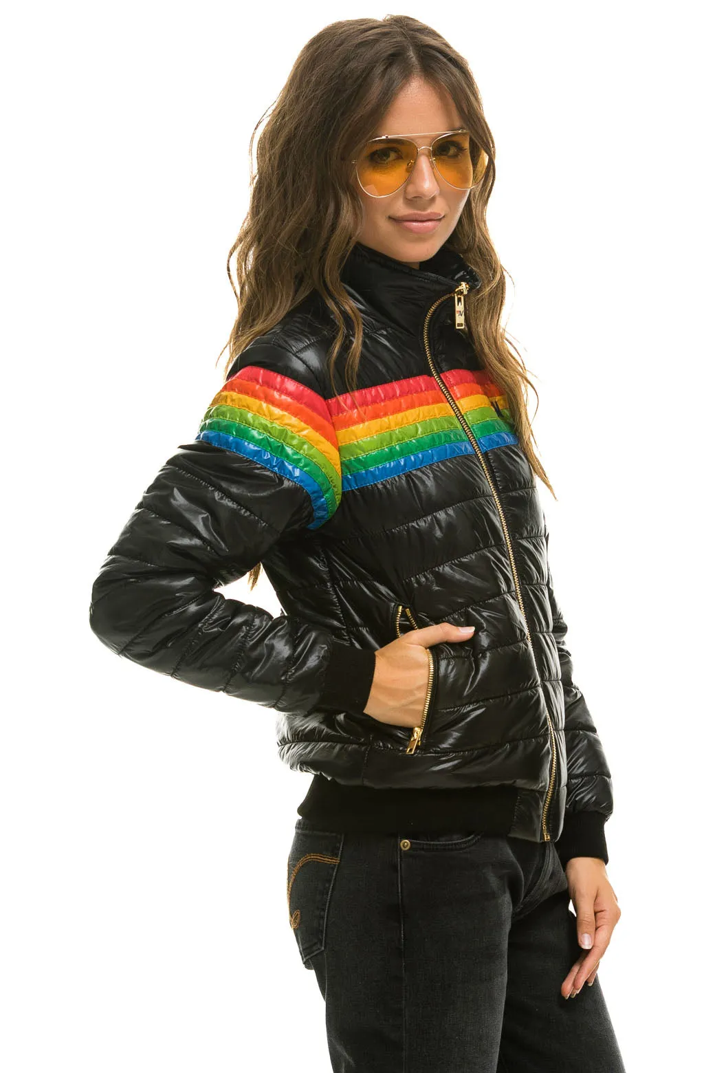 6 STRIPE JACKET - GLOSSY BLACK sold by Aviator Nation product image thumbnail 4