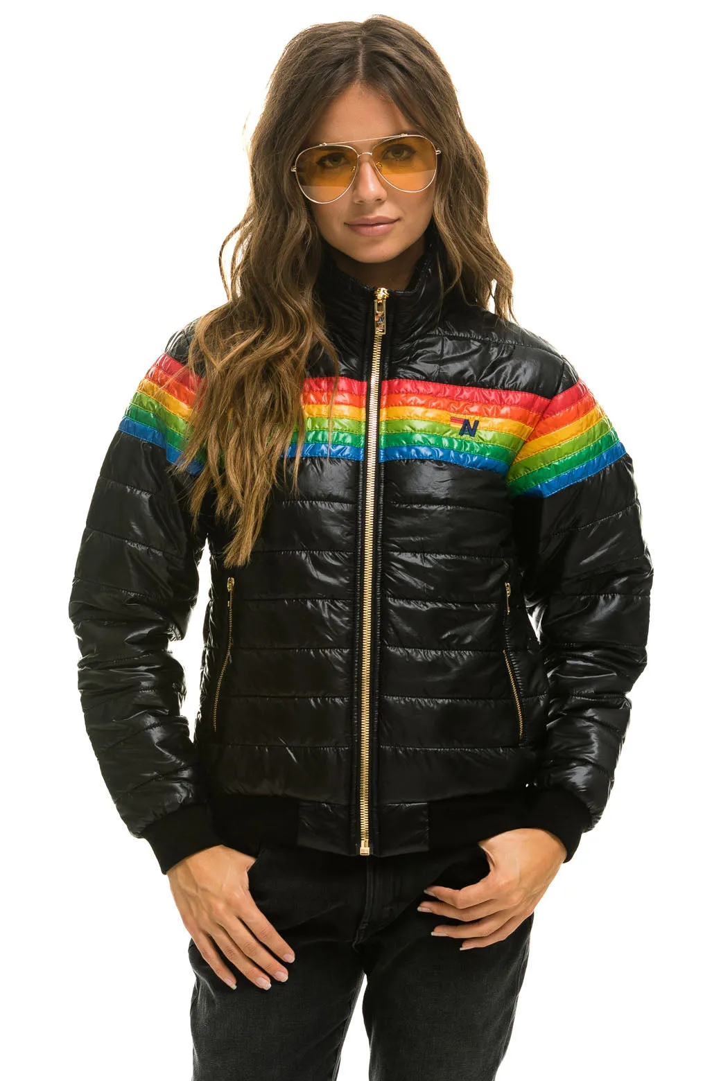 6 STRIPE JACKET - GLOSSY BLACK sold by Aviator Nation