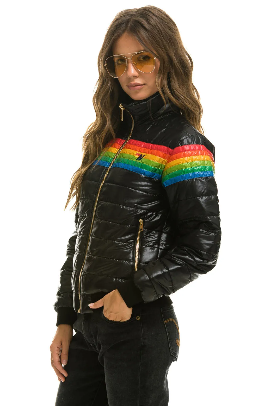6 STRIPE JACKET - GLOSSY BLACK sold by Aviator Nation product image thumbnail 2