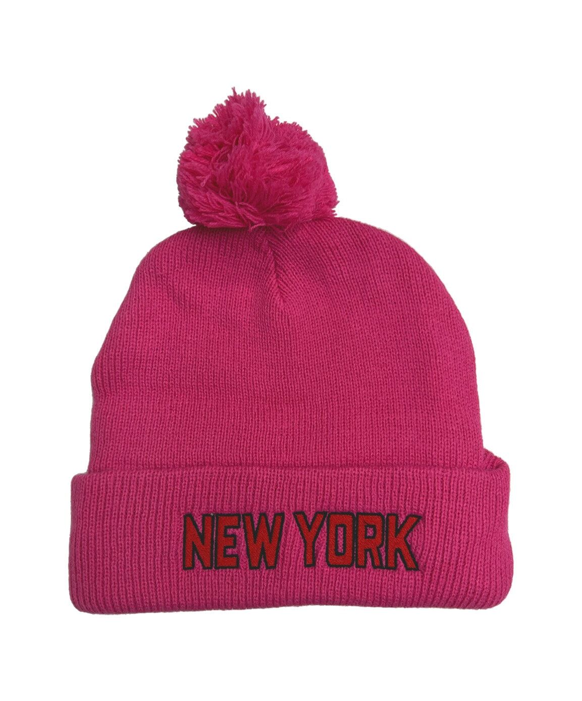 NEW YORK POM POM BEANIE - HOT PINK sold by Aviator Nation