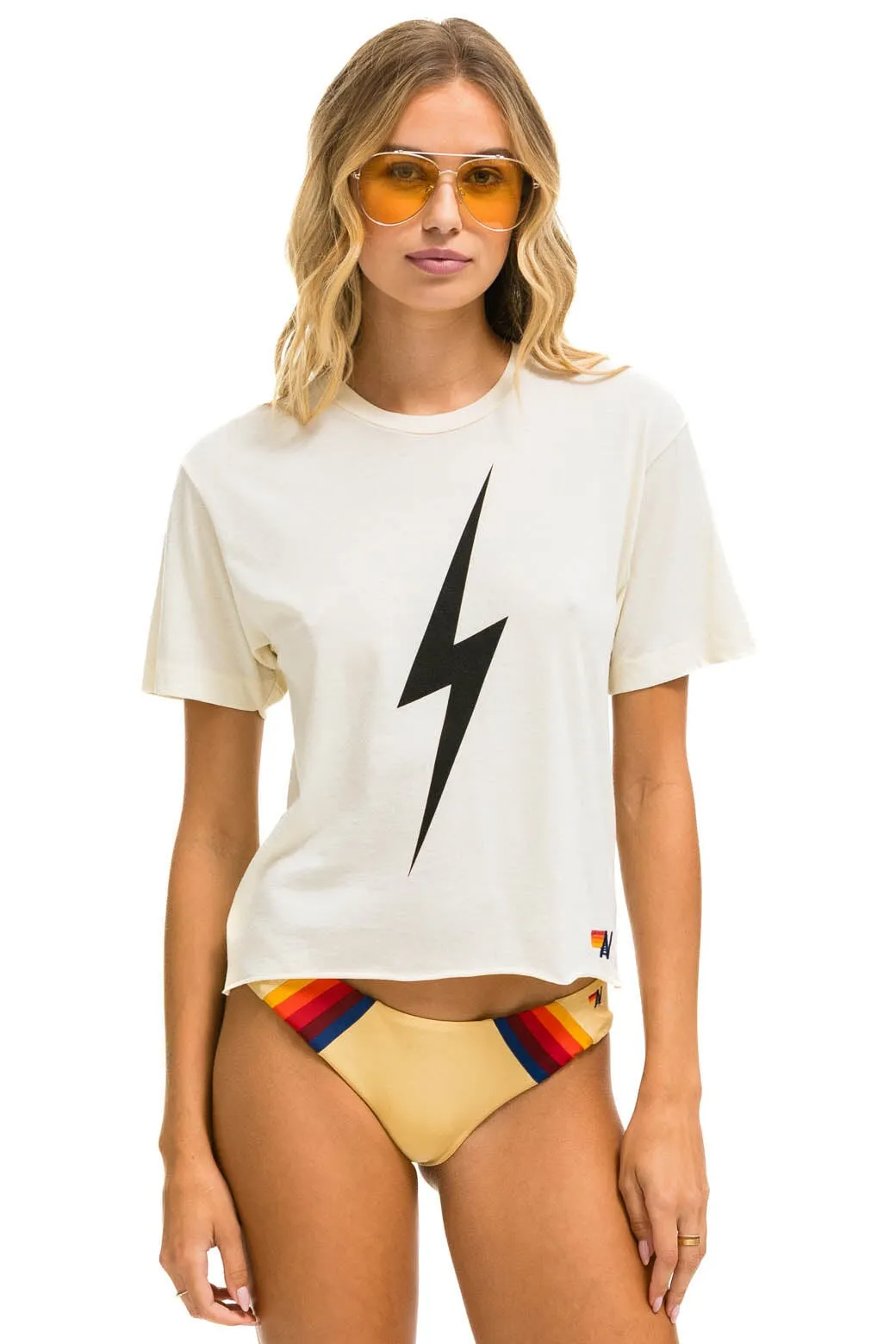 BOLT BOYFRIEND TEE - VINTAGE WHITE sold by Aviator Nation