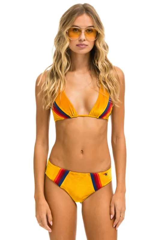 VELVET TRIANGLE BIKINI TOP - GOLD sold by Aviator Nation