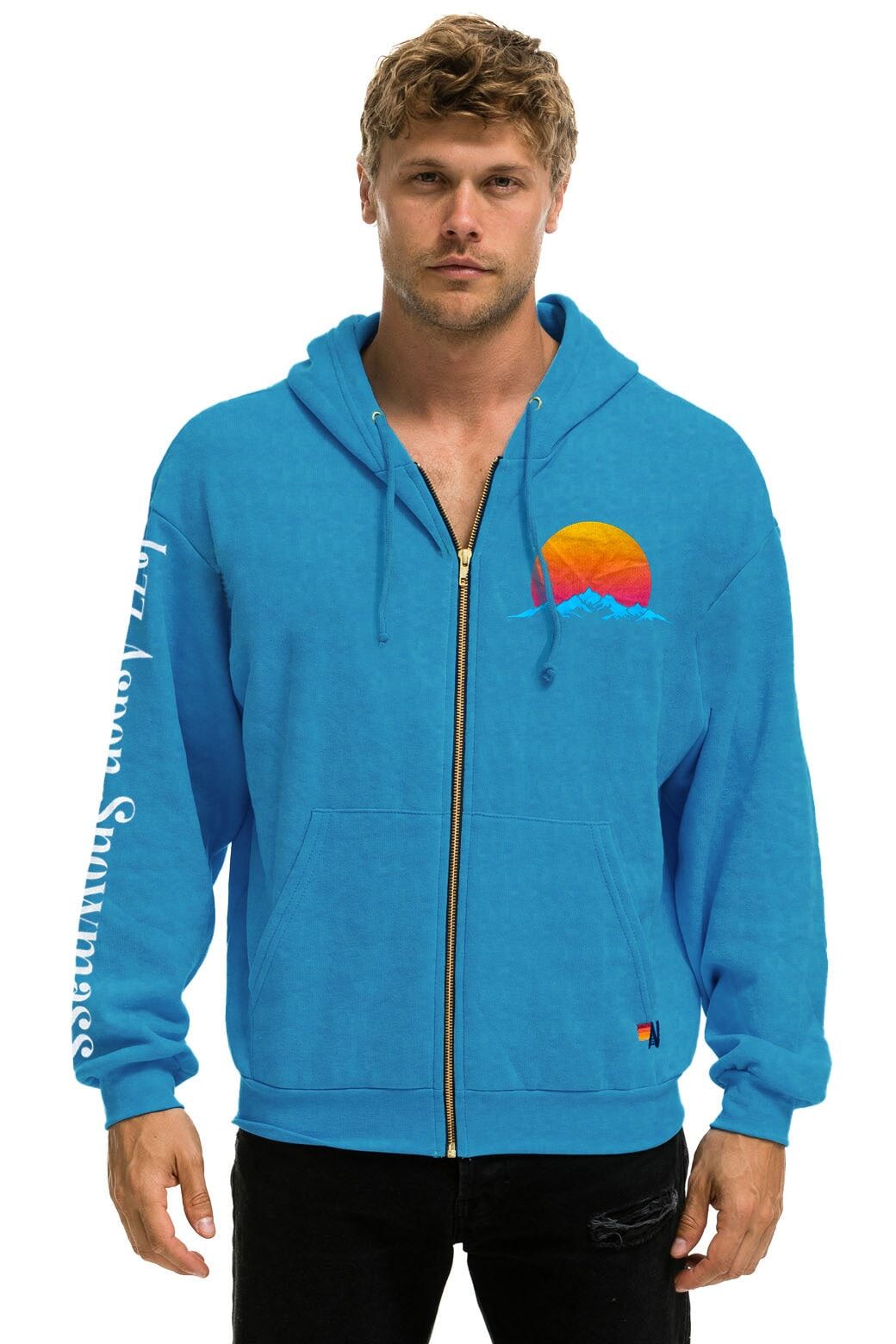 JAZZ ASPEN SNOWMASS 2023 RELAXED ZIP HOODIE - OCEAN sold by Aviator Nation product image thumbnail 2