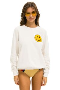SMILEY 2 CREW SWEATSHIRT - VINTAGE WHITE sold by Aviator Nation