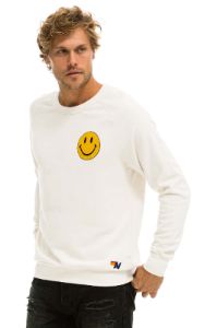 SMILEY 2 CREW SWEATSHIRT - VINTAGE WHITE sold by Aviator Nation