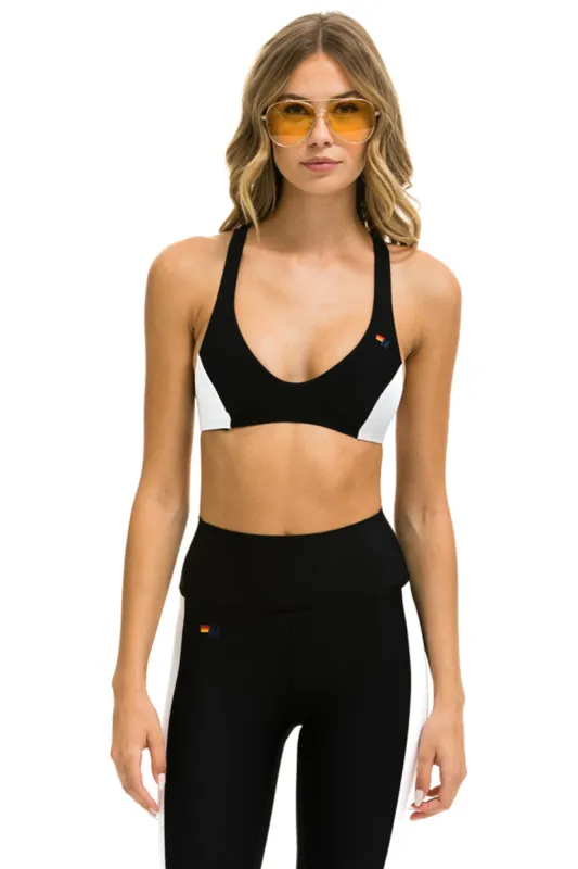 COLOR BLOCK BRALETTE SPORTS BRA - BLACK sold by Aviator Nation