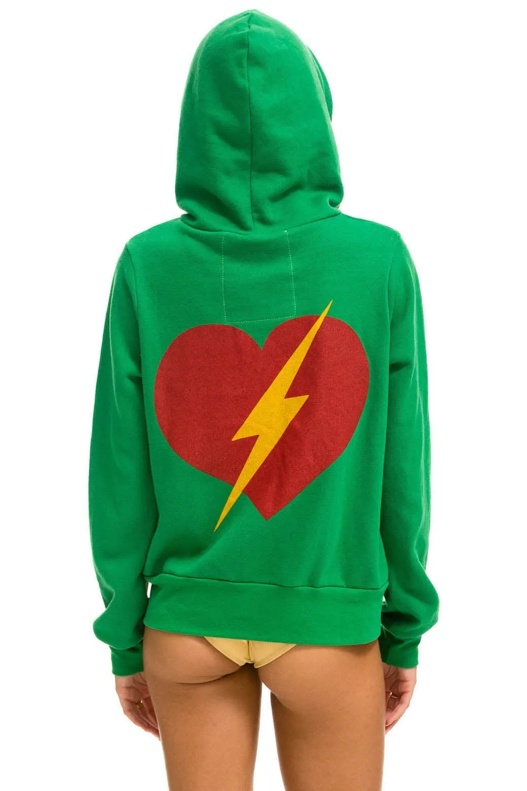 BOLT HEART ZIP HOODIE - KELLY GREEN sold by Aviator Nation
