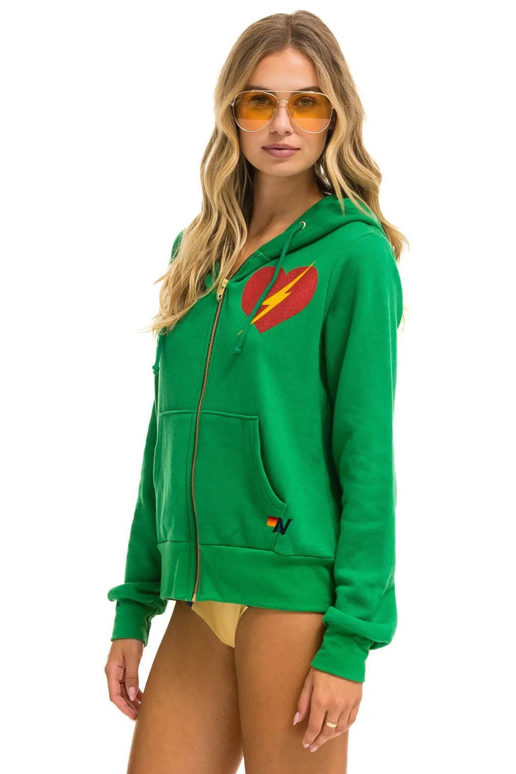 BOLT HEART ZIP HOODIE - KELLY GREEN sold by Aviator Nation product image thumbnail 3