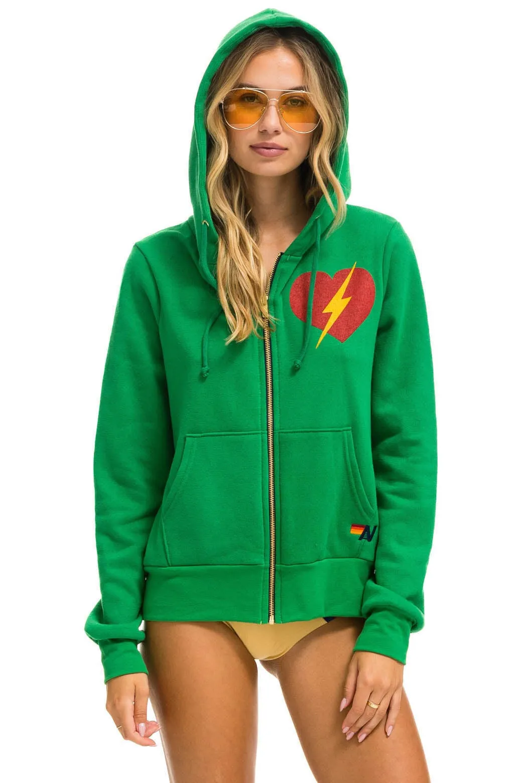 BOLT HEART ZIP HOODIE - KELLY GREEN sold by Aviator Nation product image thumbnail 2