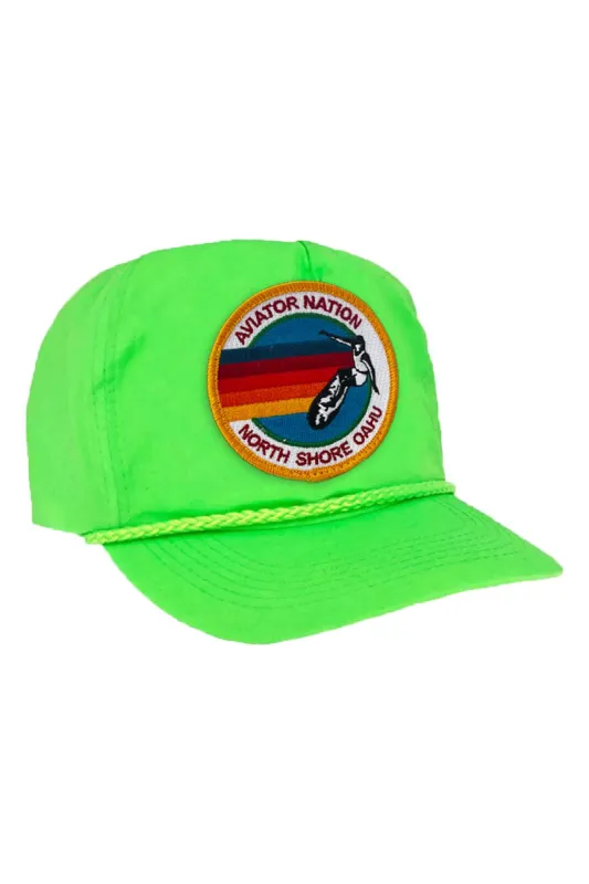 SIGNATURE NORTH SHORE VINTAGE NYLON TRUCKER HAT sold by Aviator Nation