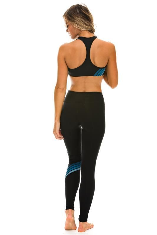 CHEVRON FULL LENGTH LEGGINGS - BLACK // BLUE STRIPES sold by Aviator Nation product image thumbnail 3