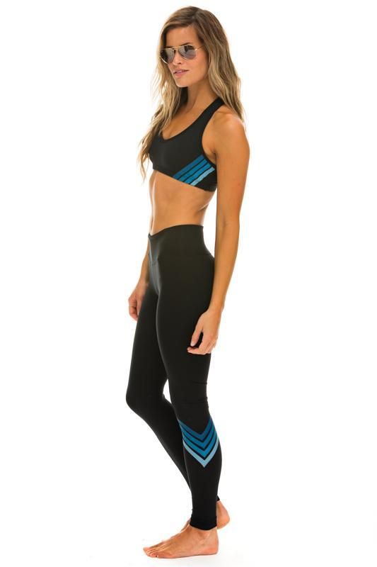 CHEVRON FULL LENGTH LEGGINGS - BLACK // BLUE STRIPES sold by Aviator Nation