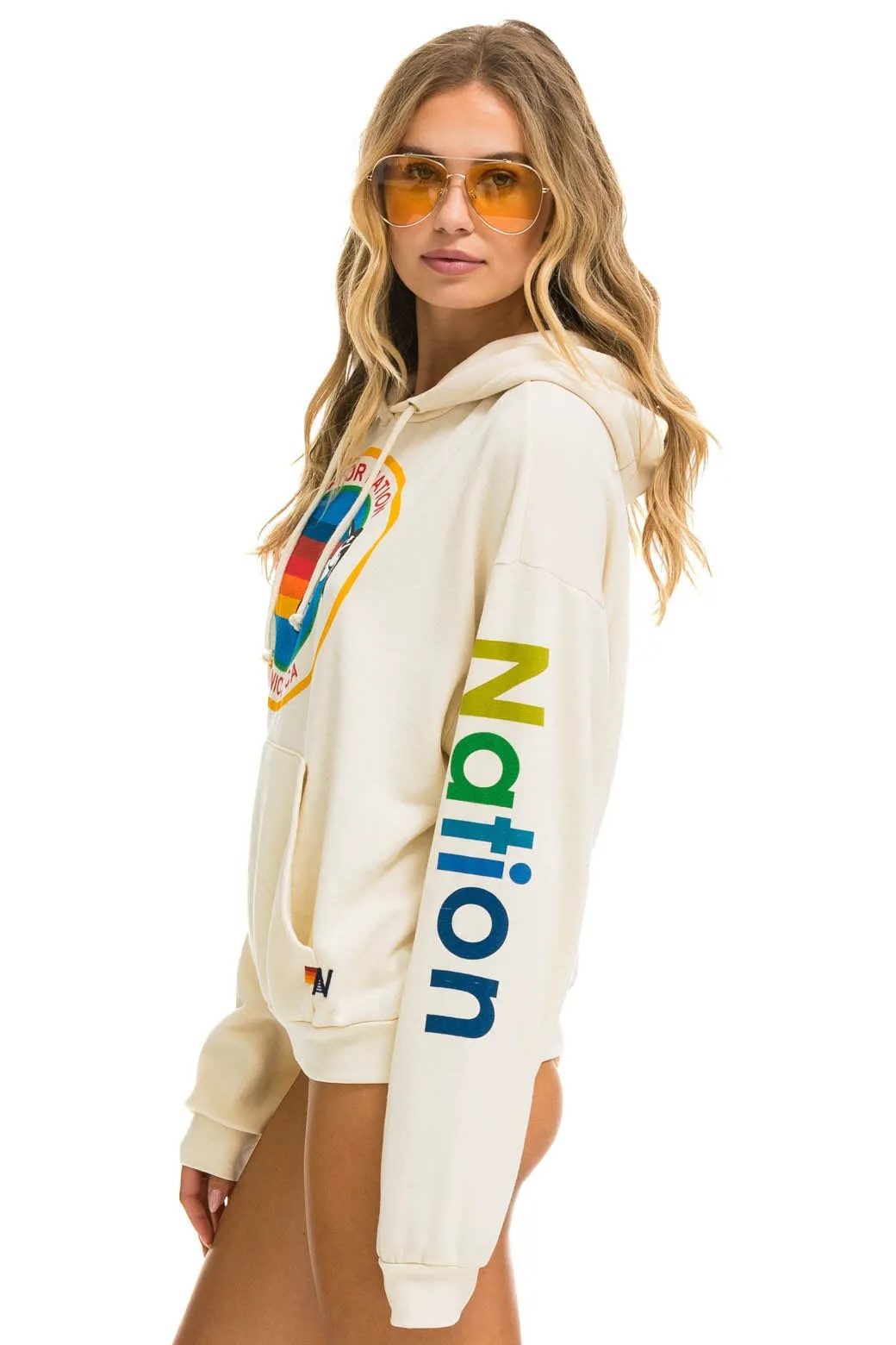 AVIATOR NATION RELAXED PULLOVER HOODIE - VINTAGE WHITE sold by Aviator Nation product image thumbnail 5
