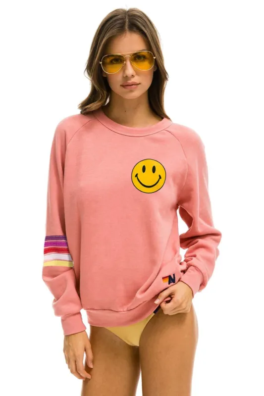 5 STRIPE SMILEY 2 RELAXED SWEATSHIRT - PETAL sold by Aviator Nation