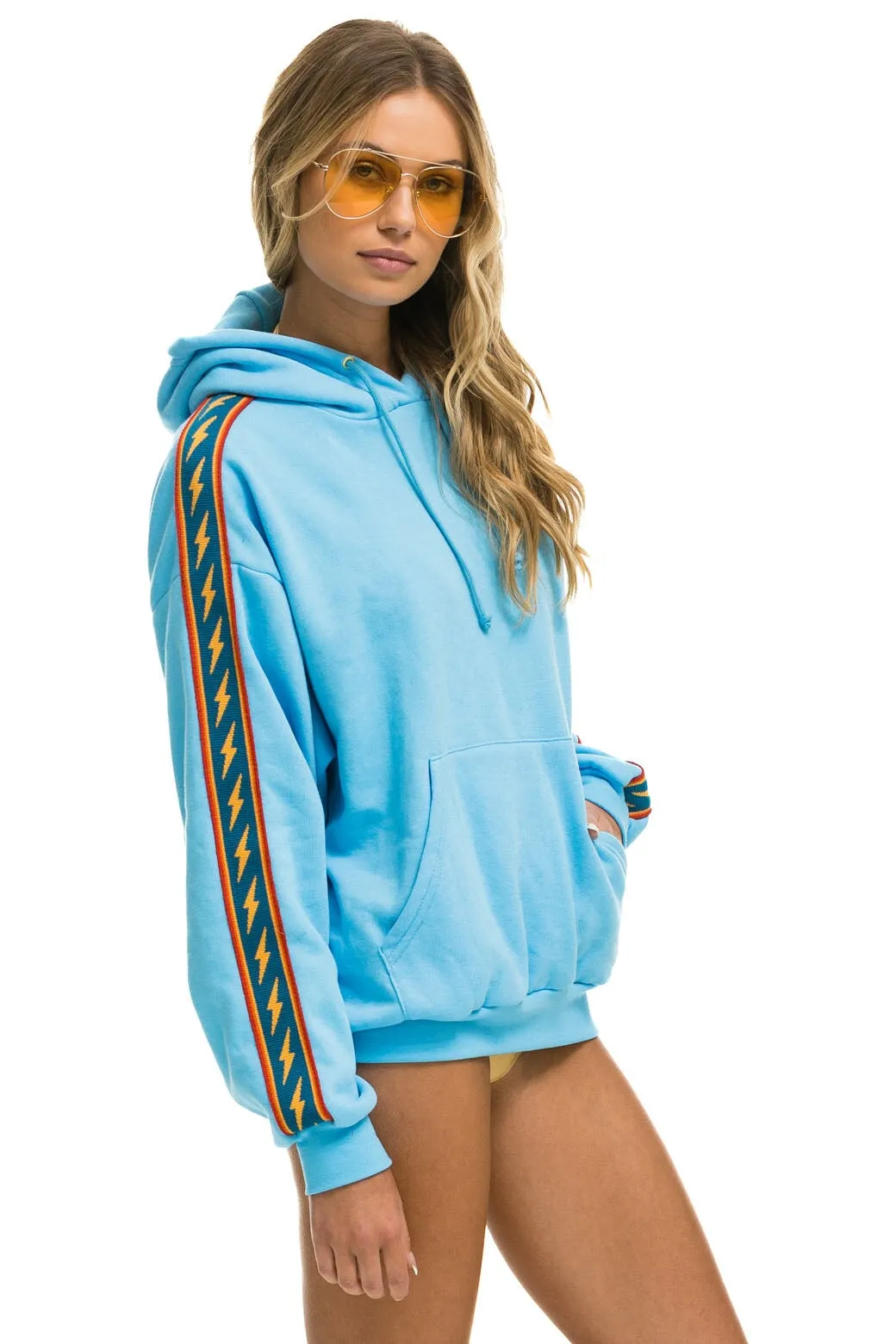BOLT STRIPE RELAXED PULLOVER HOODIE - SKY sold by Aviator Nation product image thumbnail 3