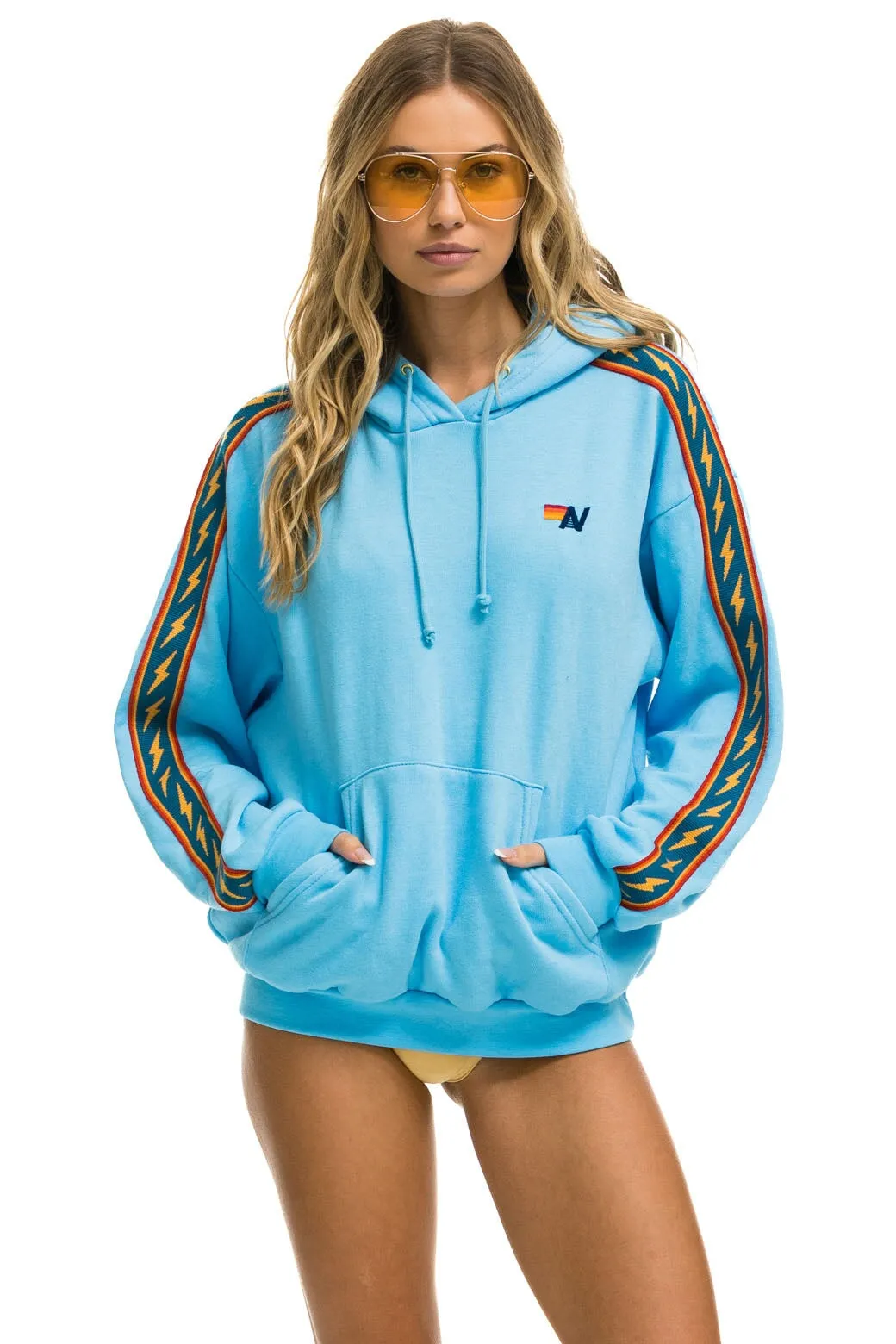 BOLT STRIPE RELAXED PULLOVER HOODIE - SKY sold by Aviator Nation