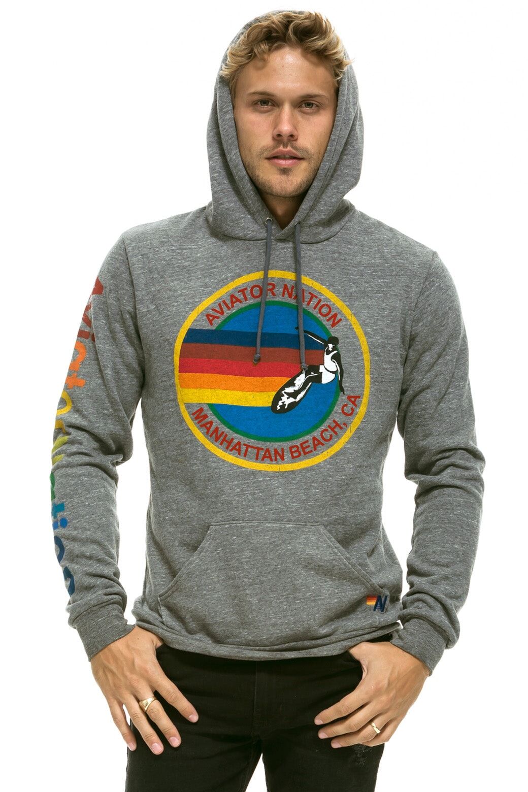 AVIATOR NATION MANHATTAN BEACH PULLOVER HOODIE - HEATHER GREY sold by Aviator Nation product image thumbnail 2
