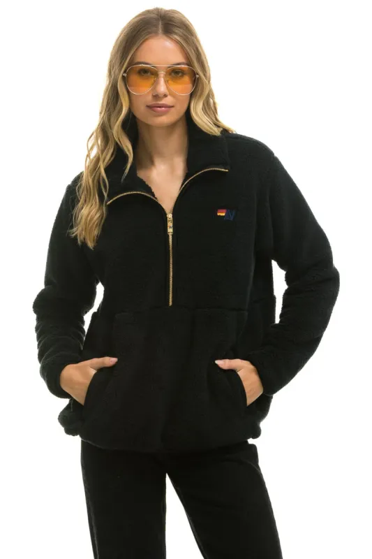 TEDDY UNISEX HALF ZIP JACKET - BLACK sold by Aviator Nation