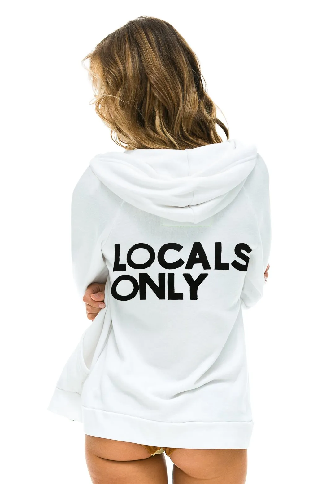 LOCALS ONLY HOODIE - WHITE sold by Aviator Nation