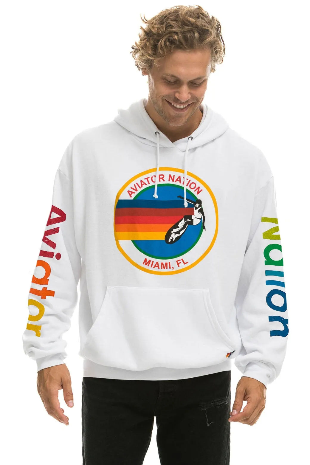 AVIATOR NATION MIAMI RELAXED PULLOVER HOODIE - WHITE sold by Aviator Nation product image thumbnail 2