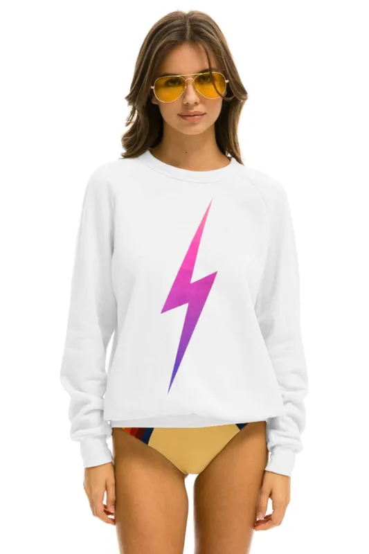 BOLT FADE LIGHT WEIGHT SWEATSHIRT - WHITE // PINK PURPLE sold by Aviator Nation