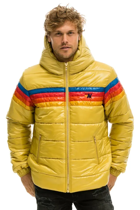 4 STRIPE LUXE TREKKER JACKET - GLOSSY KHAKI sold by Aviator Nation
